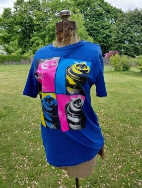 Y2k Aeropostale Aero blue spray paint can graphic graffiti tshirt tee Mens S
